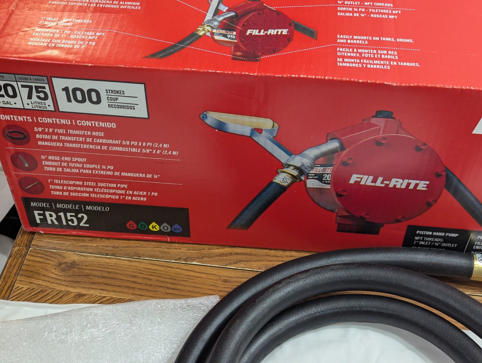 Fill-Rite FR152 Piston Hand Operated Fuel Transfer Pump & Nozzle Spout