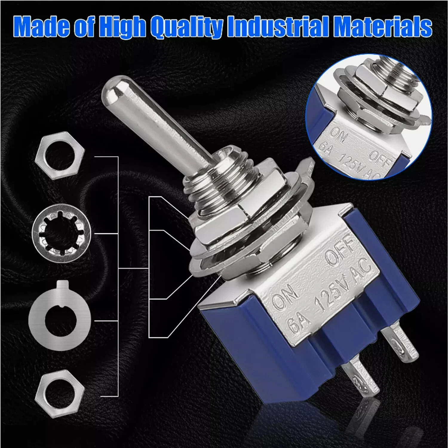 20Pcs MTS-101 2 Position Toggle Switch Kit 2 Pin SPST ON-OFF 6A 125VAC US Stock