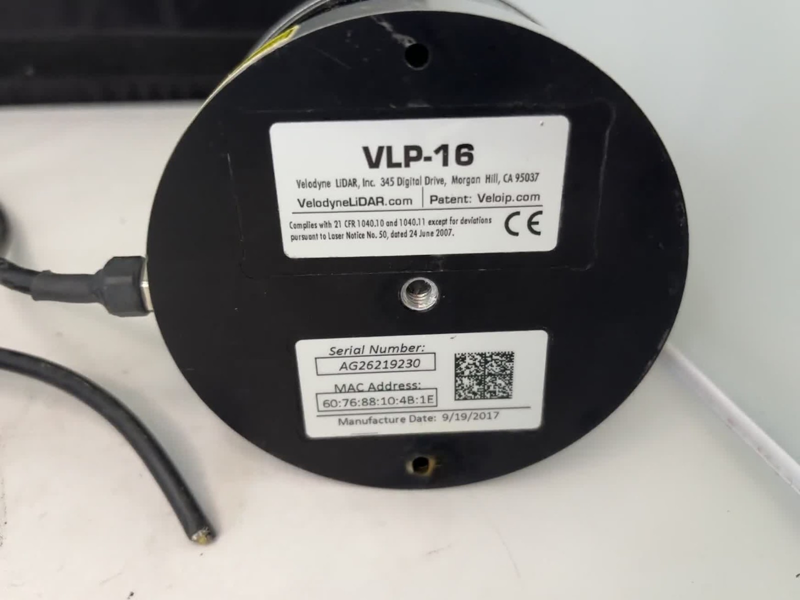 Velodyne VLP-16 LiDAR Sensor 3D 360° 16-Channel 100m | S/N AG26219230