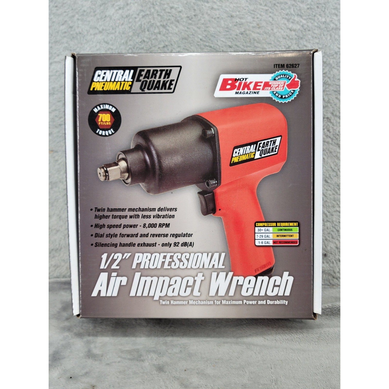 Central Pneumatic EarthQuake 1/2″ Professional Air Impact Wrench 700 ft-lb 62627