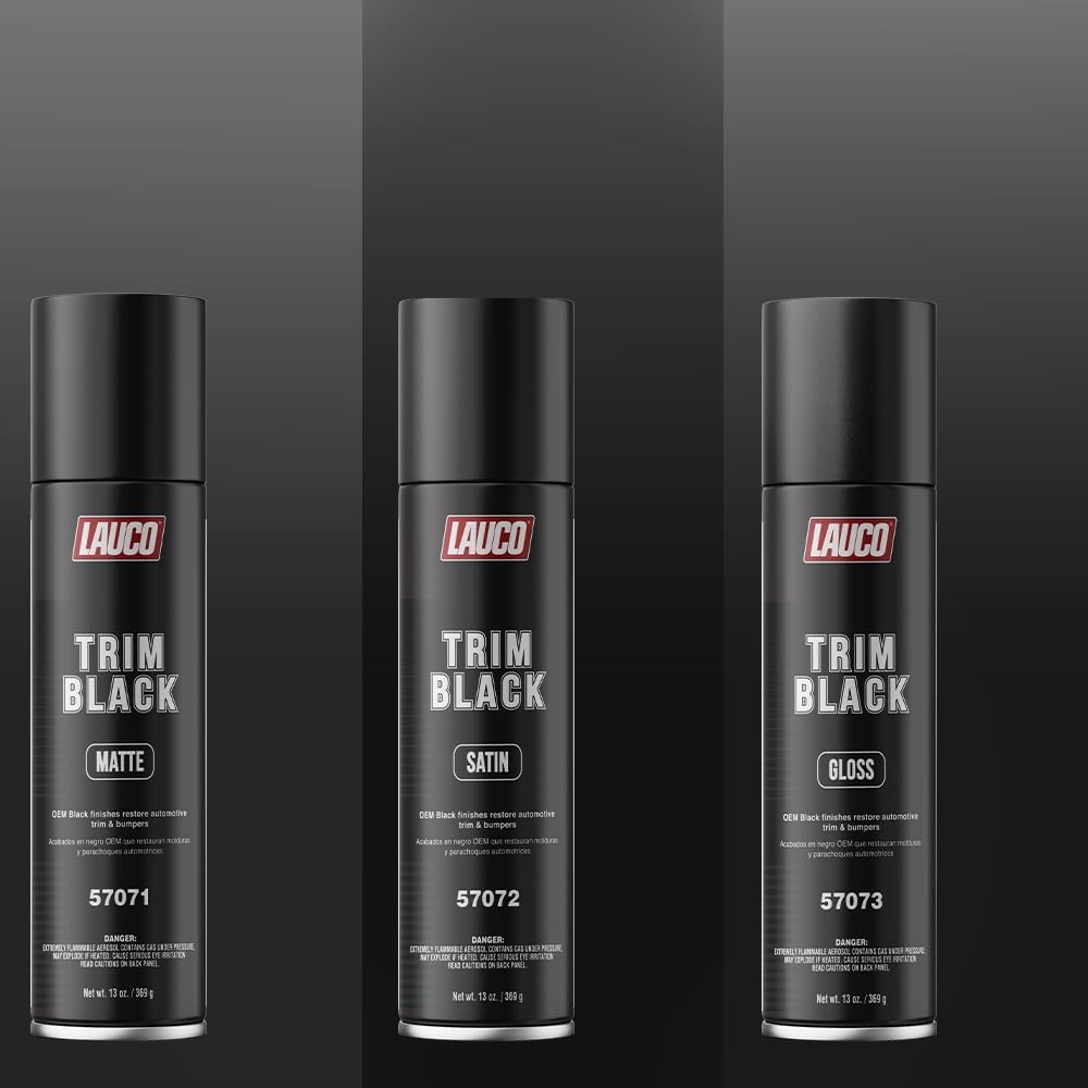 LAUCO Trim Black Gloss Automotive Spray Paint – 13 oz Aerosol Can for Plastic,