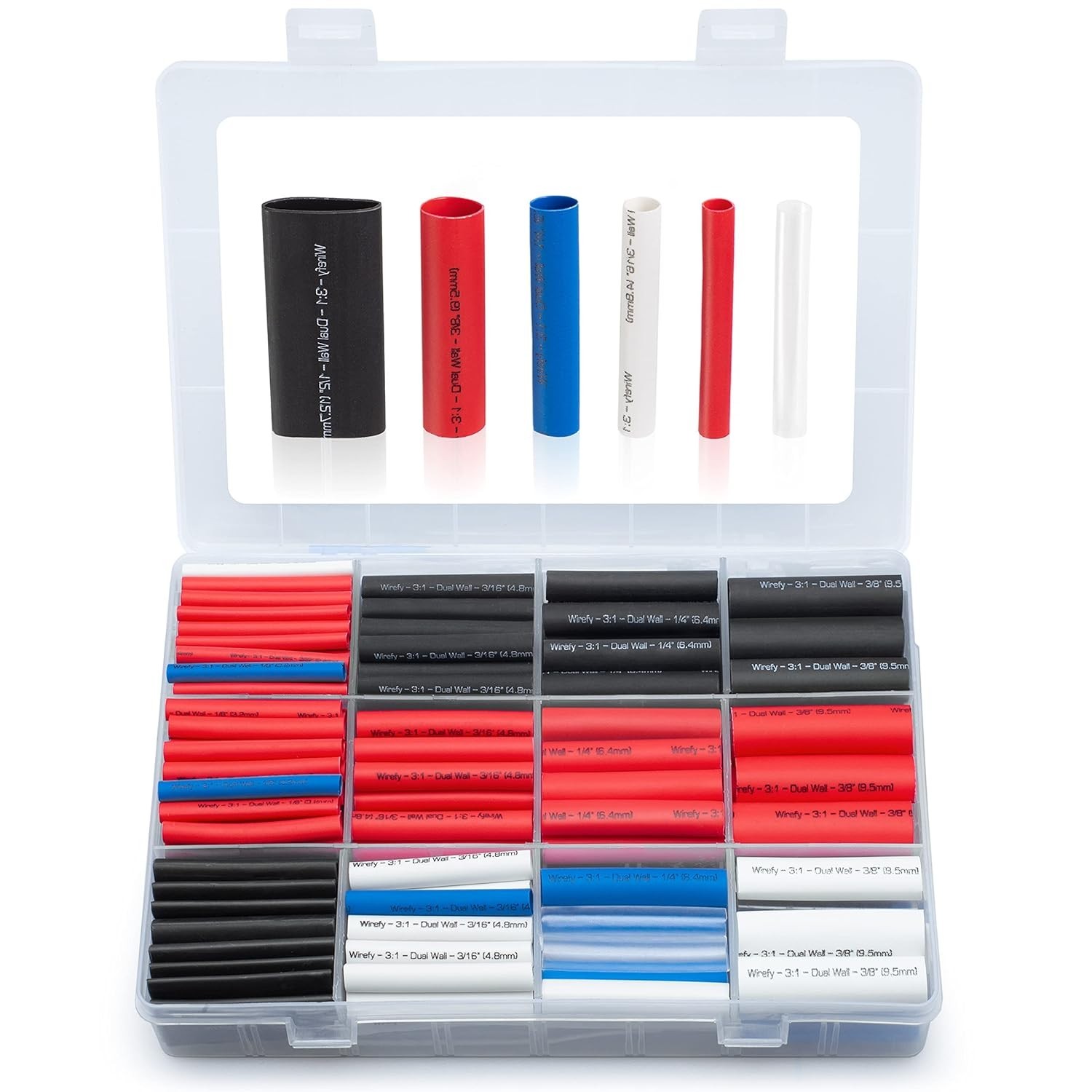 Heat Shrink Tubing Kit – 3:1 Ratio Adhesive Lined, Marine Grade Shrink – 275 PCS