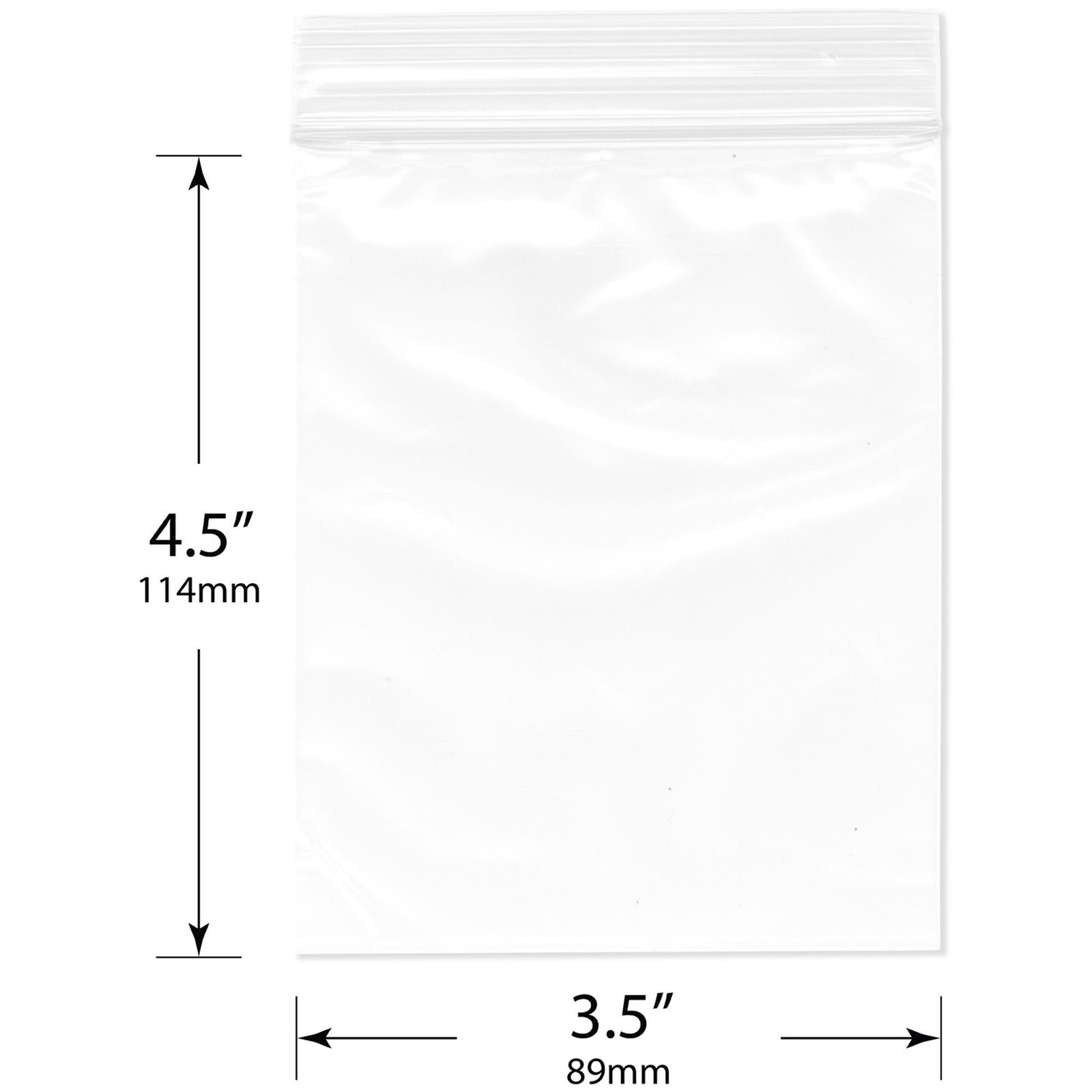Plymor 3.5″ x 4.5″, 2 Mil Zipper Reclosable Plastic Bags