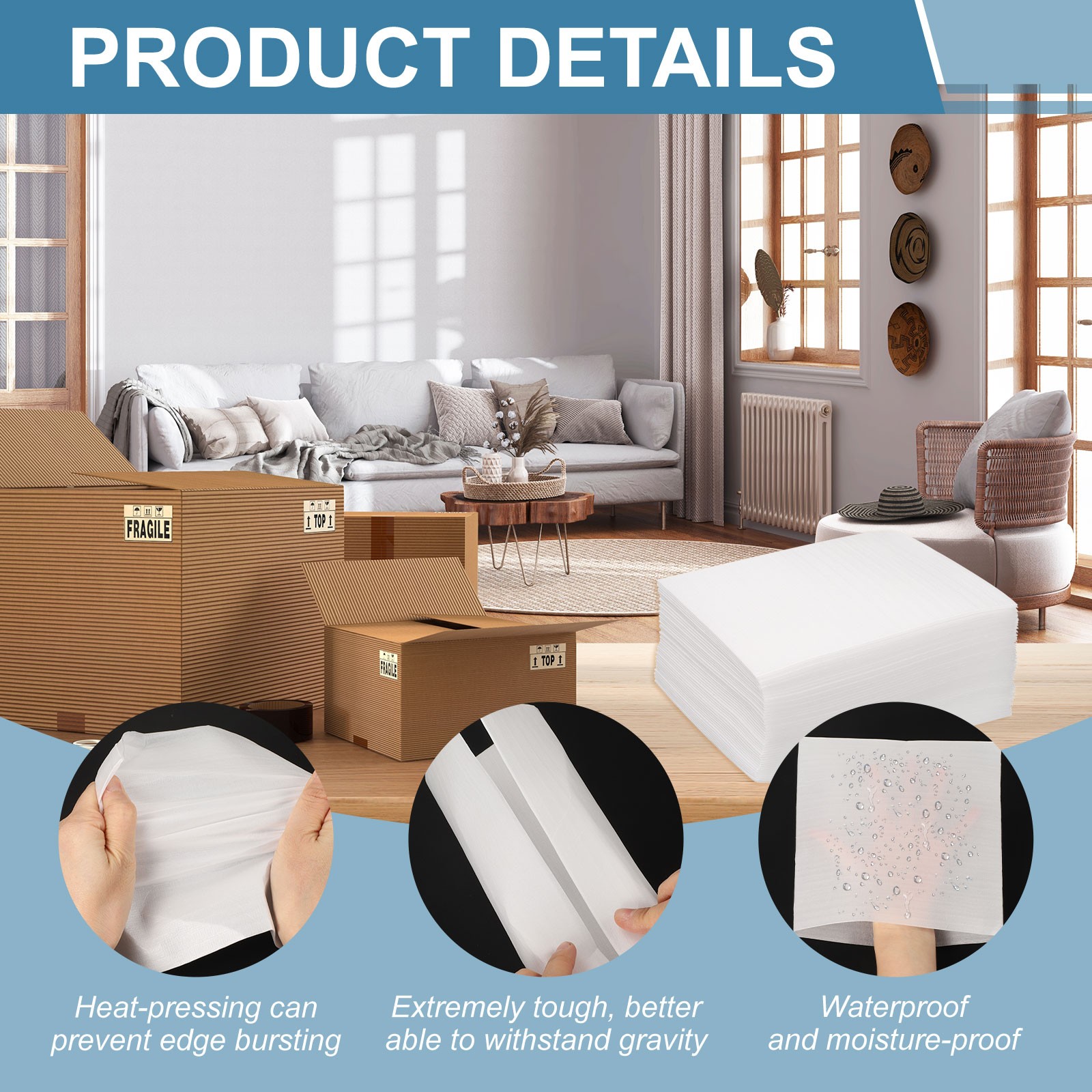 Foam Pouches, (3.5 x 6.7 Inch, White) (100 Pcs), Foam Cushion Pouches