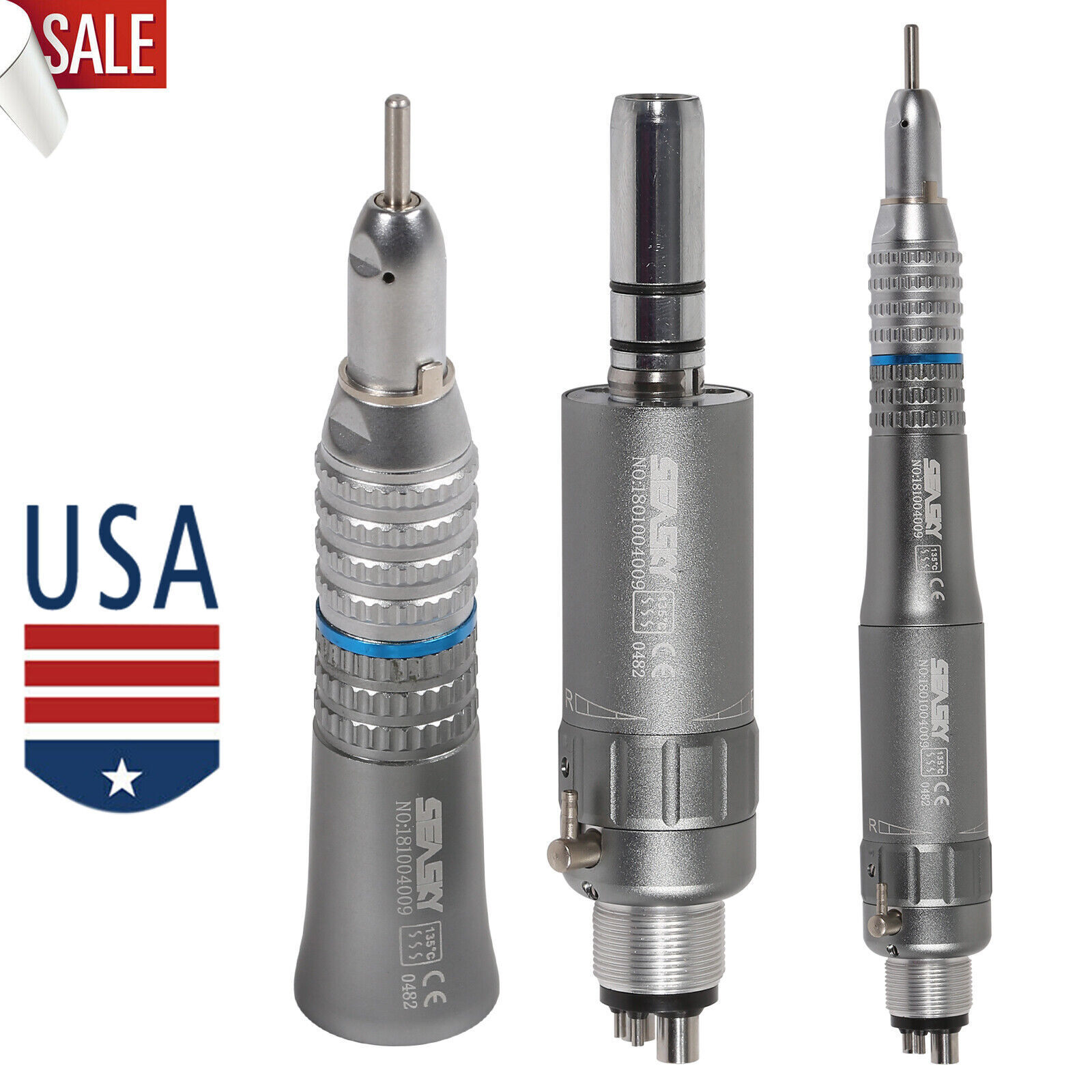 SEASKY Dental Straight Nosecone / Air Motor Low Speed Handpiece E-type 4 Hole st