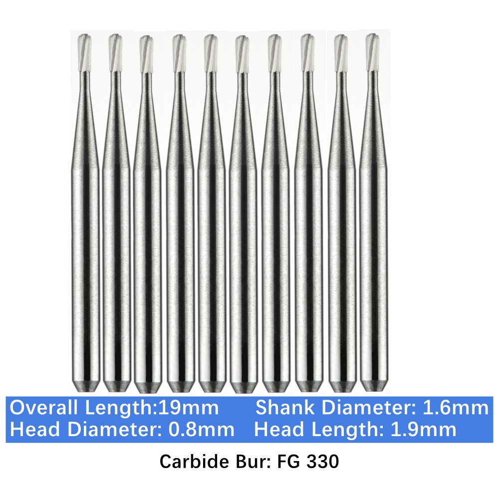 10-100pcs FG330 Dental Pear Carbide Bur High Speed 19mm Friction Grip Drill Bits