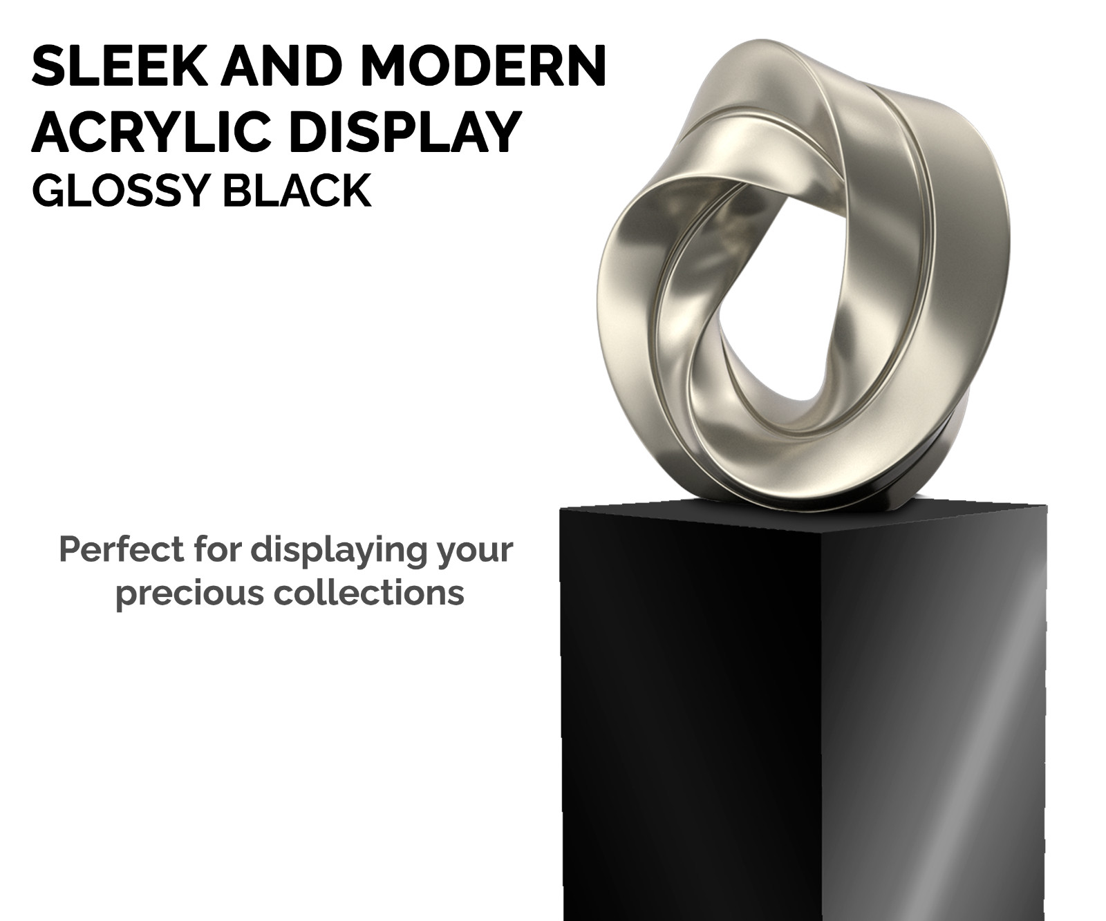 12″ x 12″ x 32″ Black Acrylic Lucite Display Cube Pedestal Art Sculpture Stand