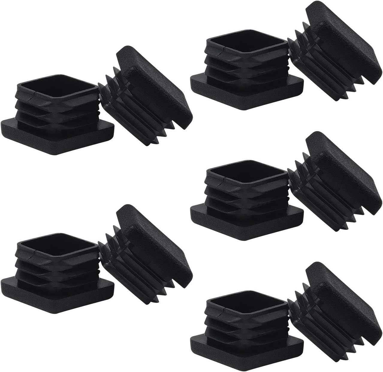 1″ 1X1 Square Tubing Plastic Plug End Cap 10 Pack, 1″X1″ 1 Inch Black Square Tub