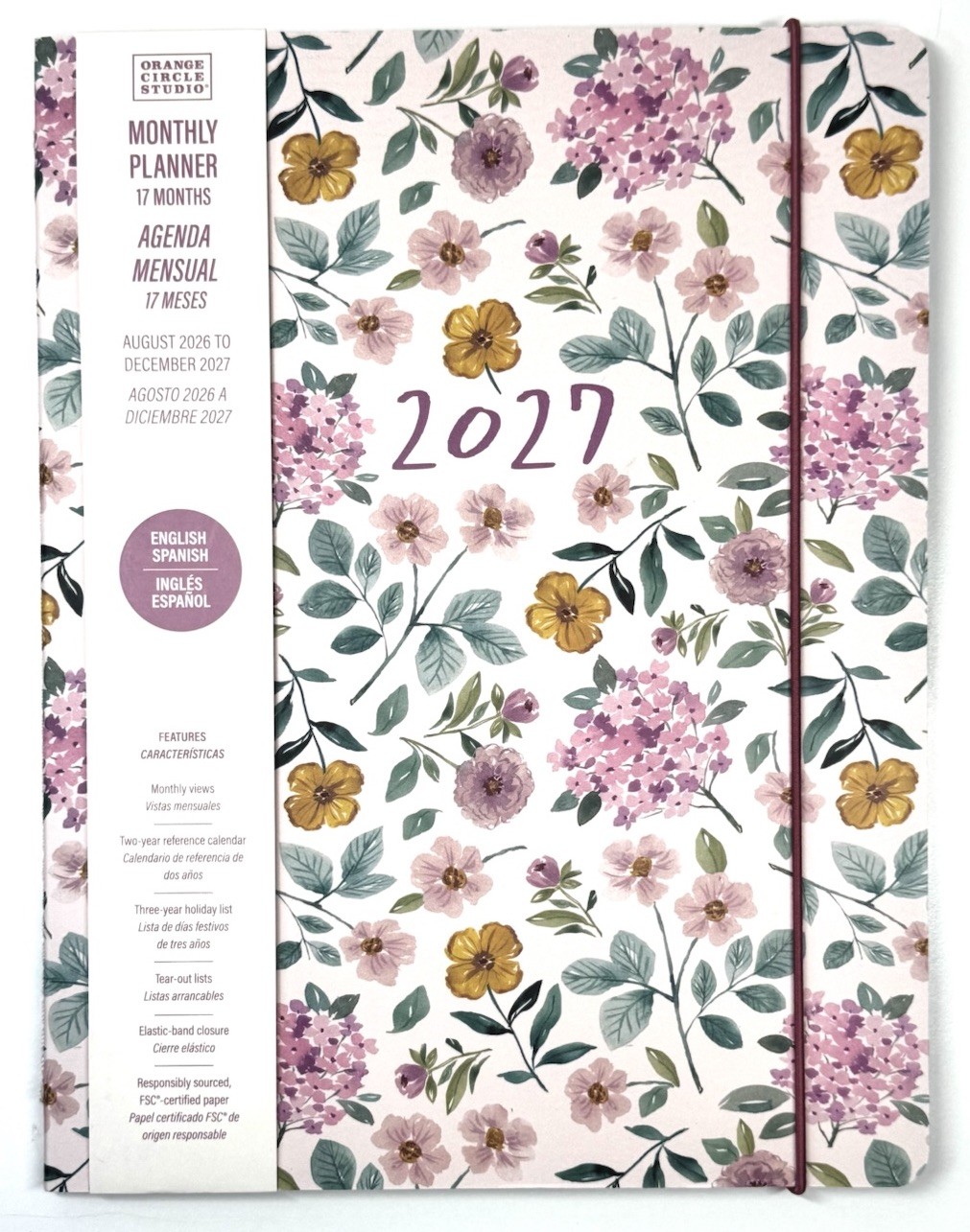 2027 Orange Circle Studio Monthly Planner 17 Month Pink FLORAL English & Spanish