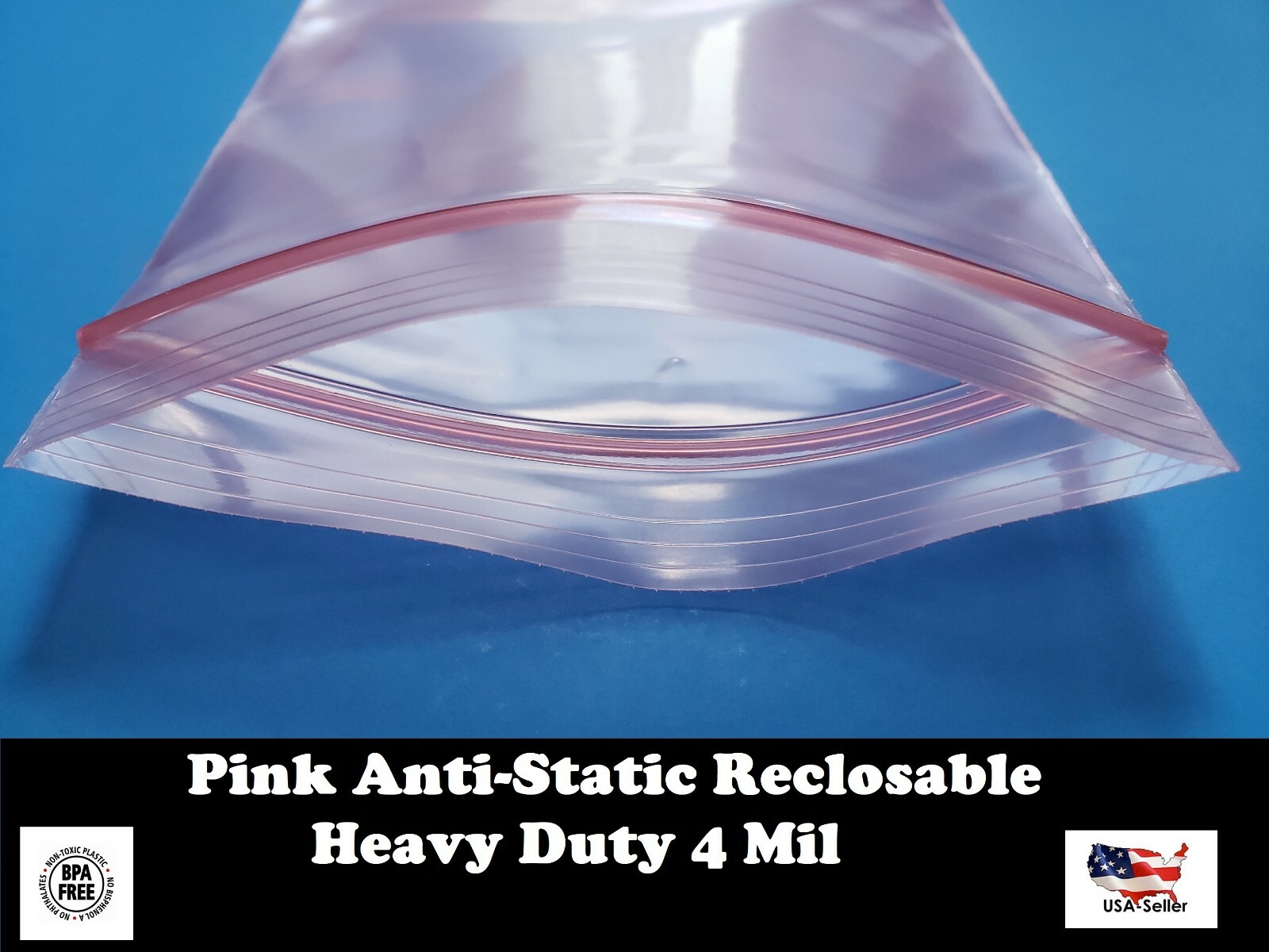 Antistatic Pink 4-Mil Zip Seal HEAVY-DUTY Anti Static Reclosable Top Lock Bag