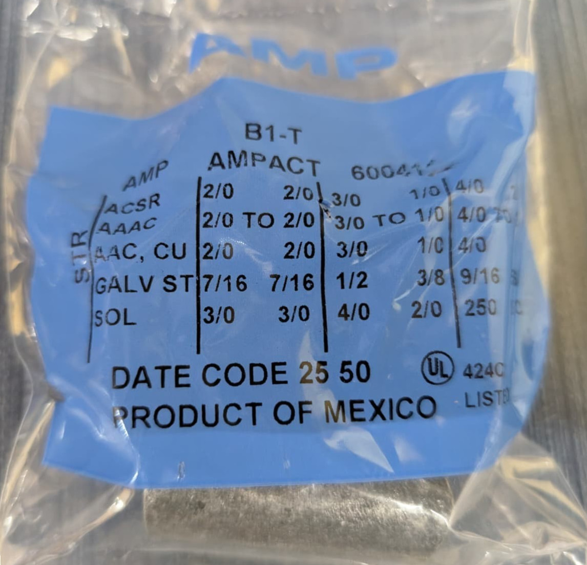5 Pack AMPACT 600411 WEDGE CONNECTOR 2/0-2/0, 3/0-1/0, 4/0-2, MEDIUM BLUE CODED