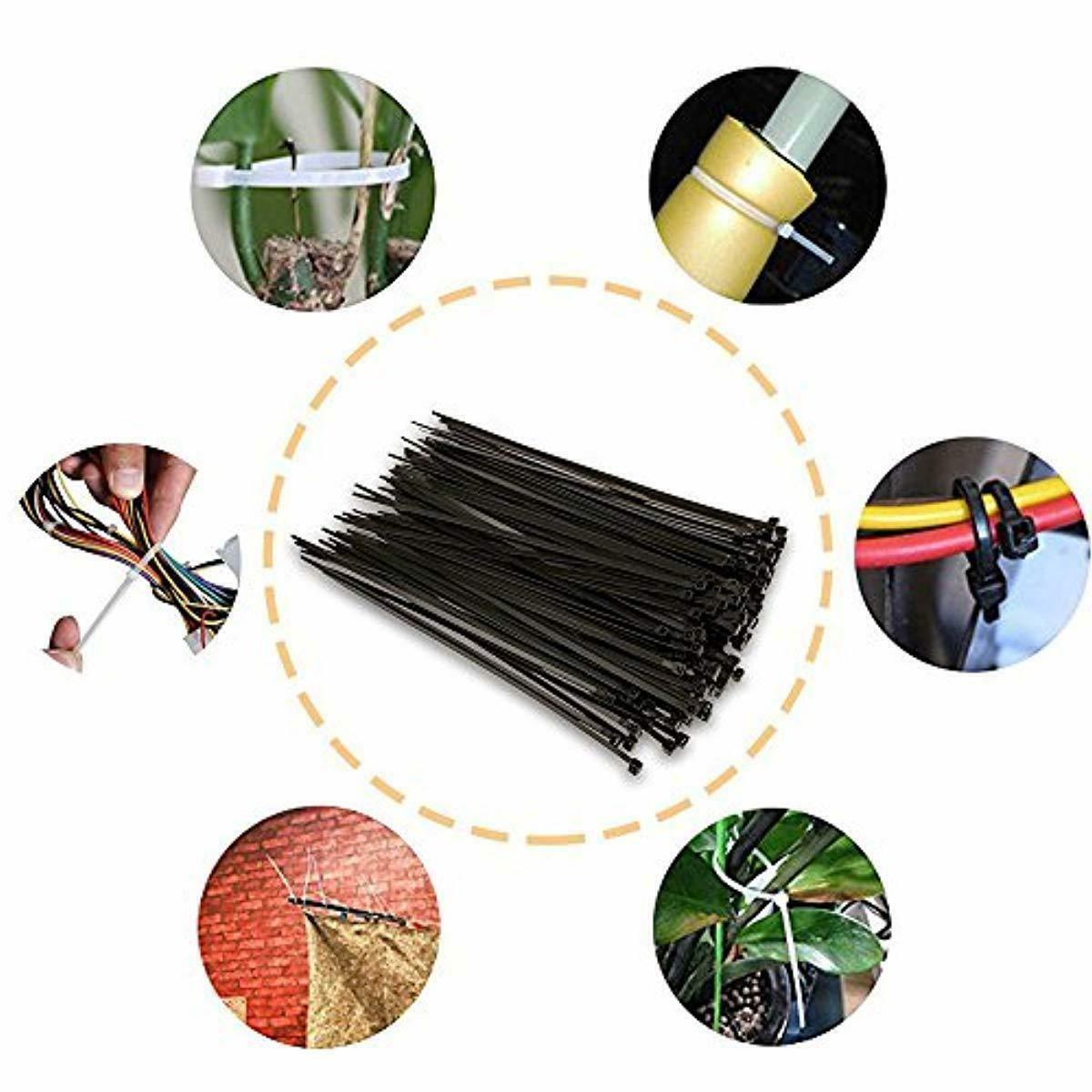 4″ 6″ 8″ 12″ 15″ 18″ 24 Black Zip Ties Heavy Duty Nylon UV Resistant UL Bulk LOT