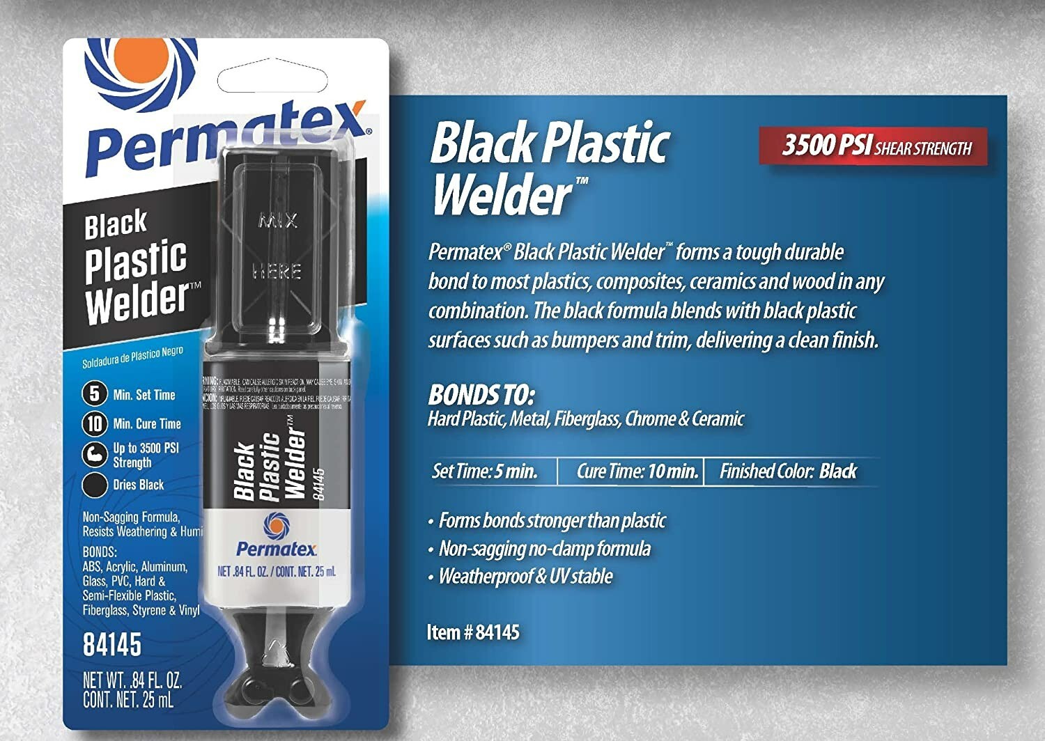 Permatex 84145 Permapoxy Black Plastic Weld – 0.84 fl. oz. Free Shipping