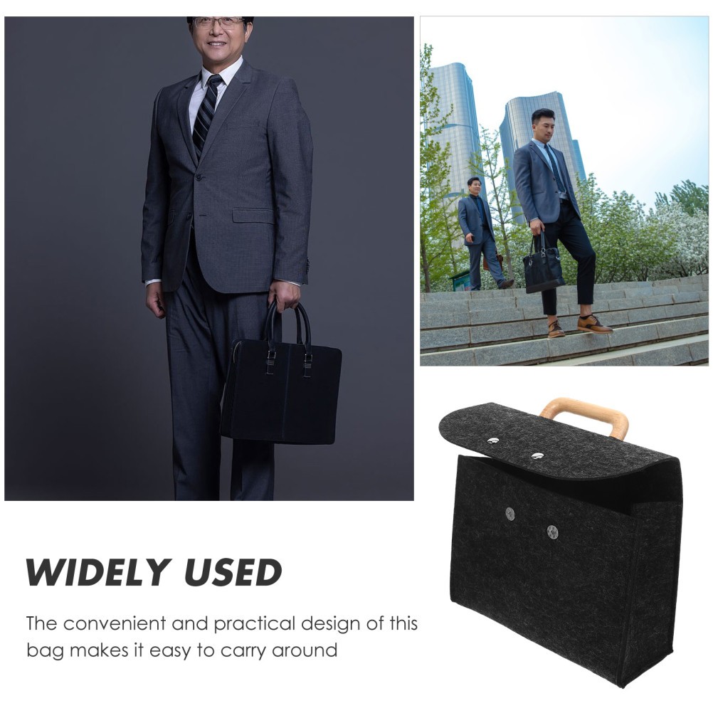 1Pack Dark Grey Felt Tote Bag for Business Setting Professionals