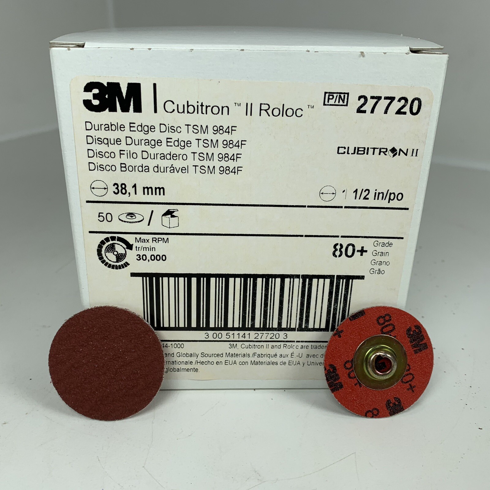 27720 3M Cubitron II Roloc Durable Edge Disc TSM 984F, 1-1/2″ 80+ Grade Qty (50)
