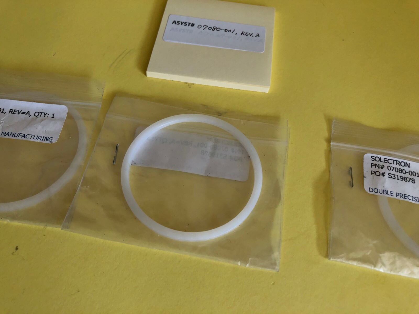 Lot of 3 Asyst Plastic ring white 07080-001 REV. A NEW Surplus