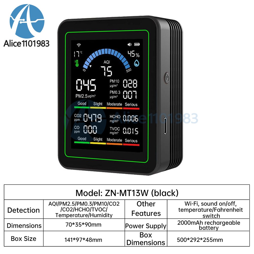 10in1 18in1 Air Quality Detector PM2.5 10 PM HCHO TVOC CO2 Formaldehyde Monitor