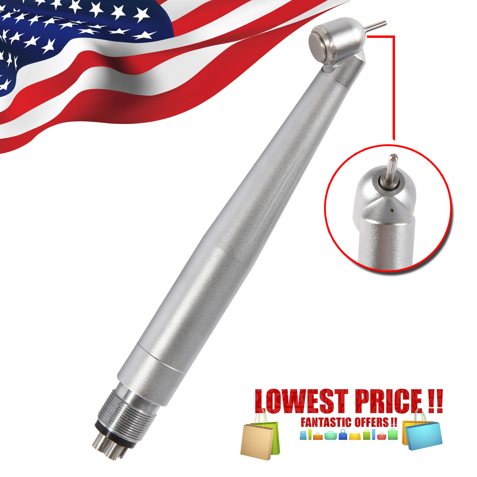 5 NSK PANA MAX Type Dental 45 Degree Surgical Handpiece High Speed Turbine 4Hole