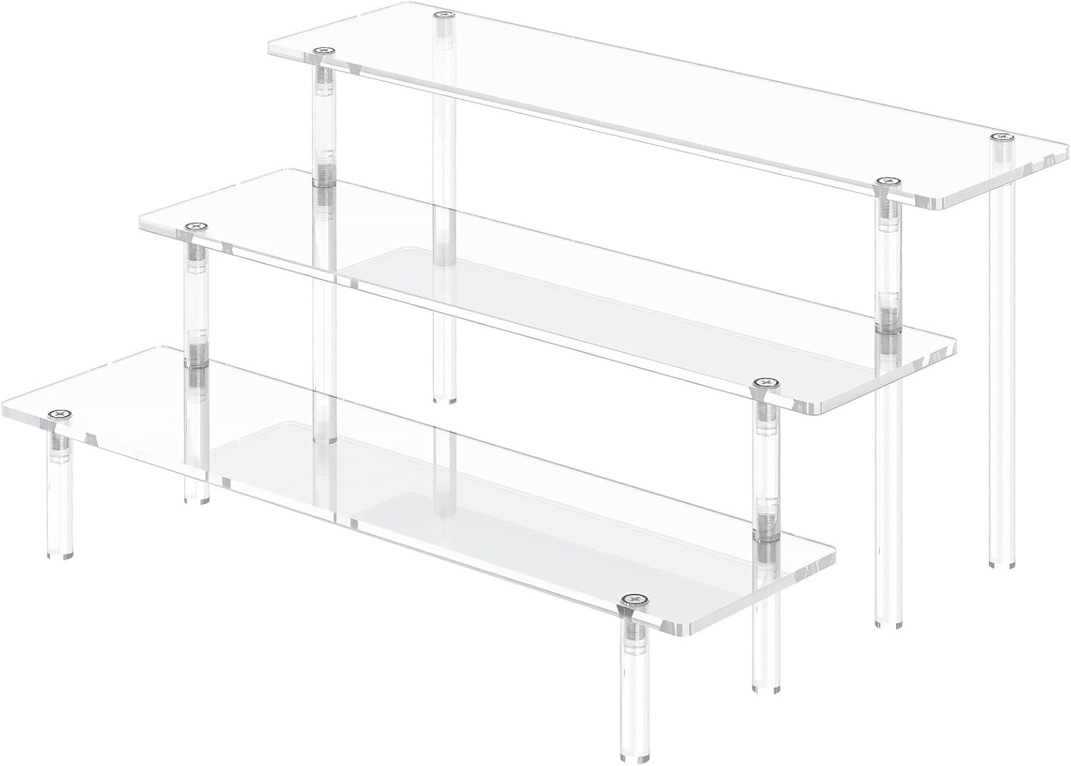 3 Tier Acrylic Display Risers Large Perfume Organizer Stand, Clear Cupcake Stand