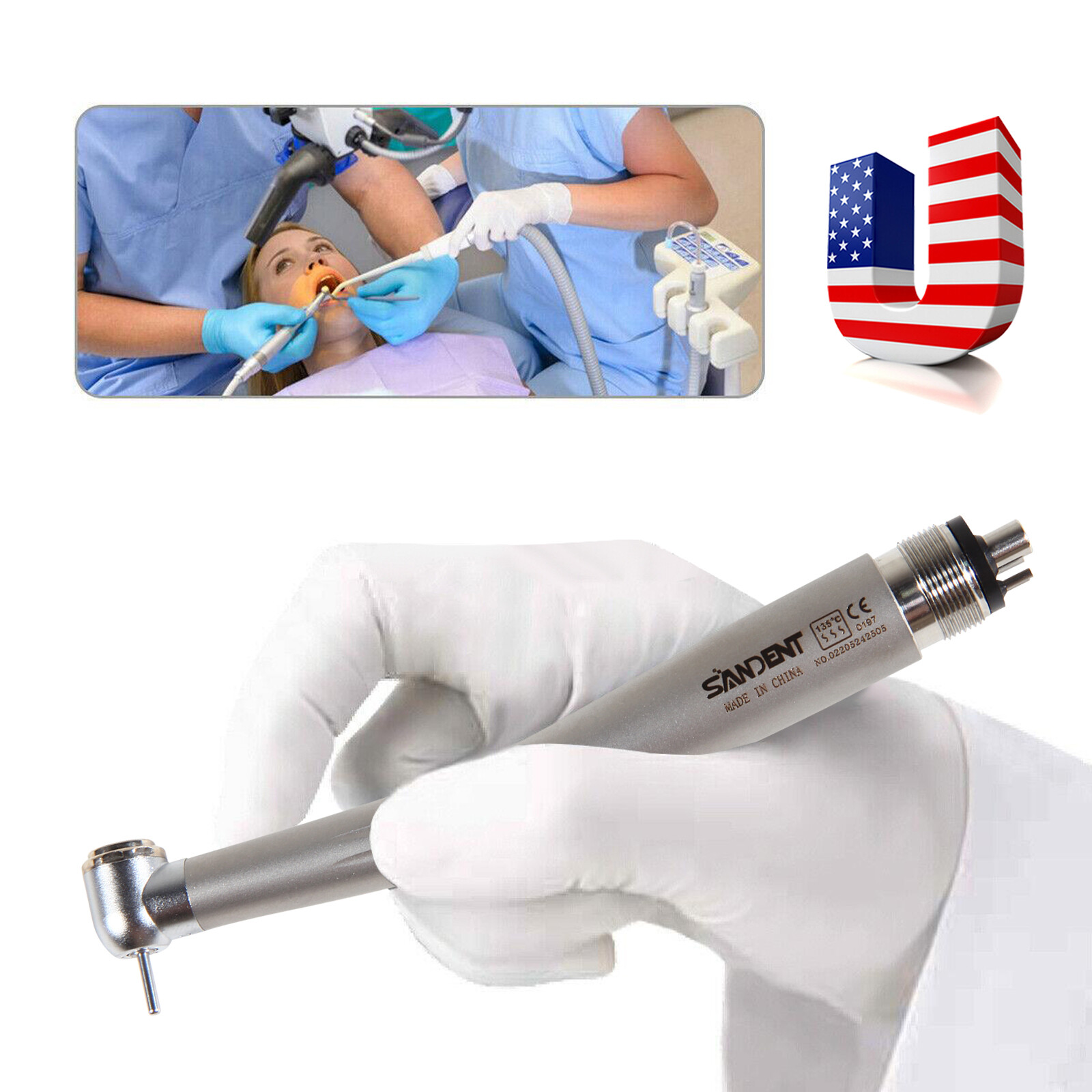 SANDENT NSK PANA MAX Style Dental High Speed Handpiece Standard Head push 4 hole