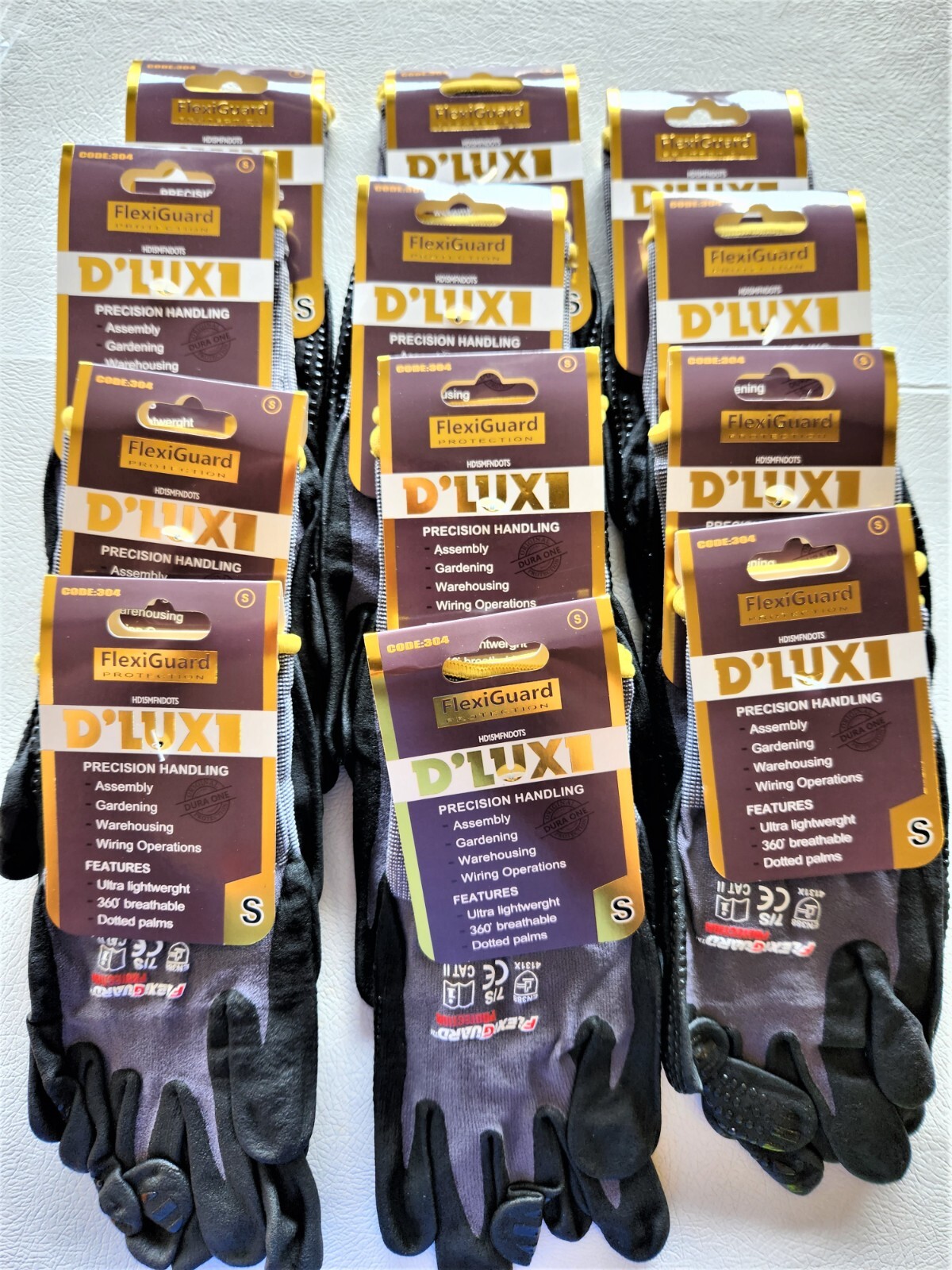 12-Pair Flexi-Guard Glove Ultra-Lightweight breathable Dotted Palms Glove