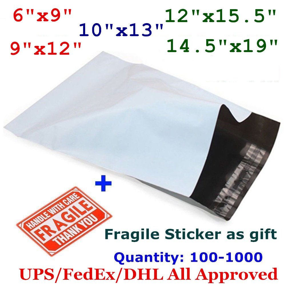 14.5×19 12×15.5 10×13 9×12 6×9 Poly Mailers Shipping Self Sealing Plastic Bags