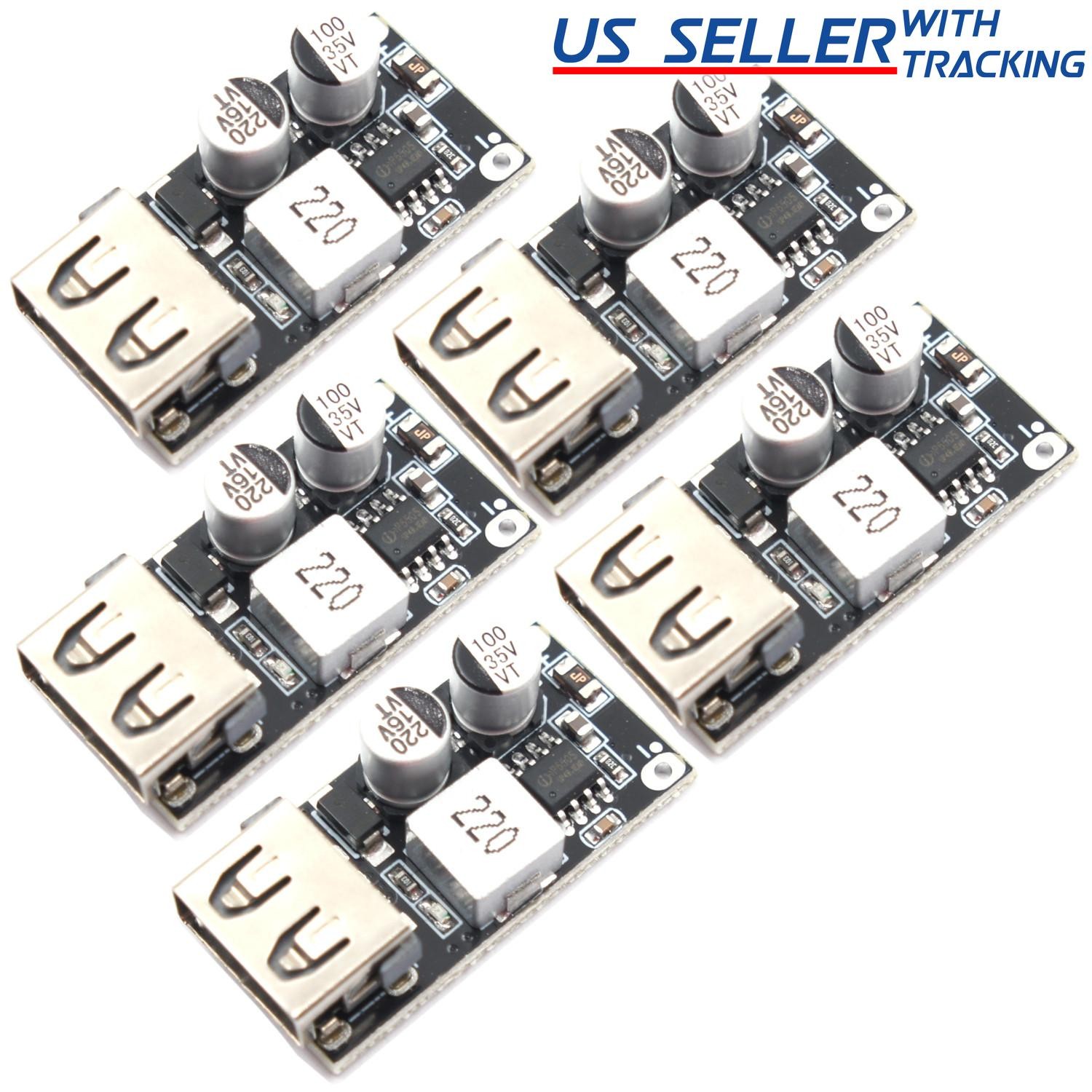 5pcs 24W USB QC 3.0 Fast Charge Step-down Buck Module Power 12V 24V DC Input