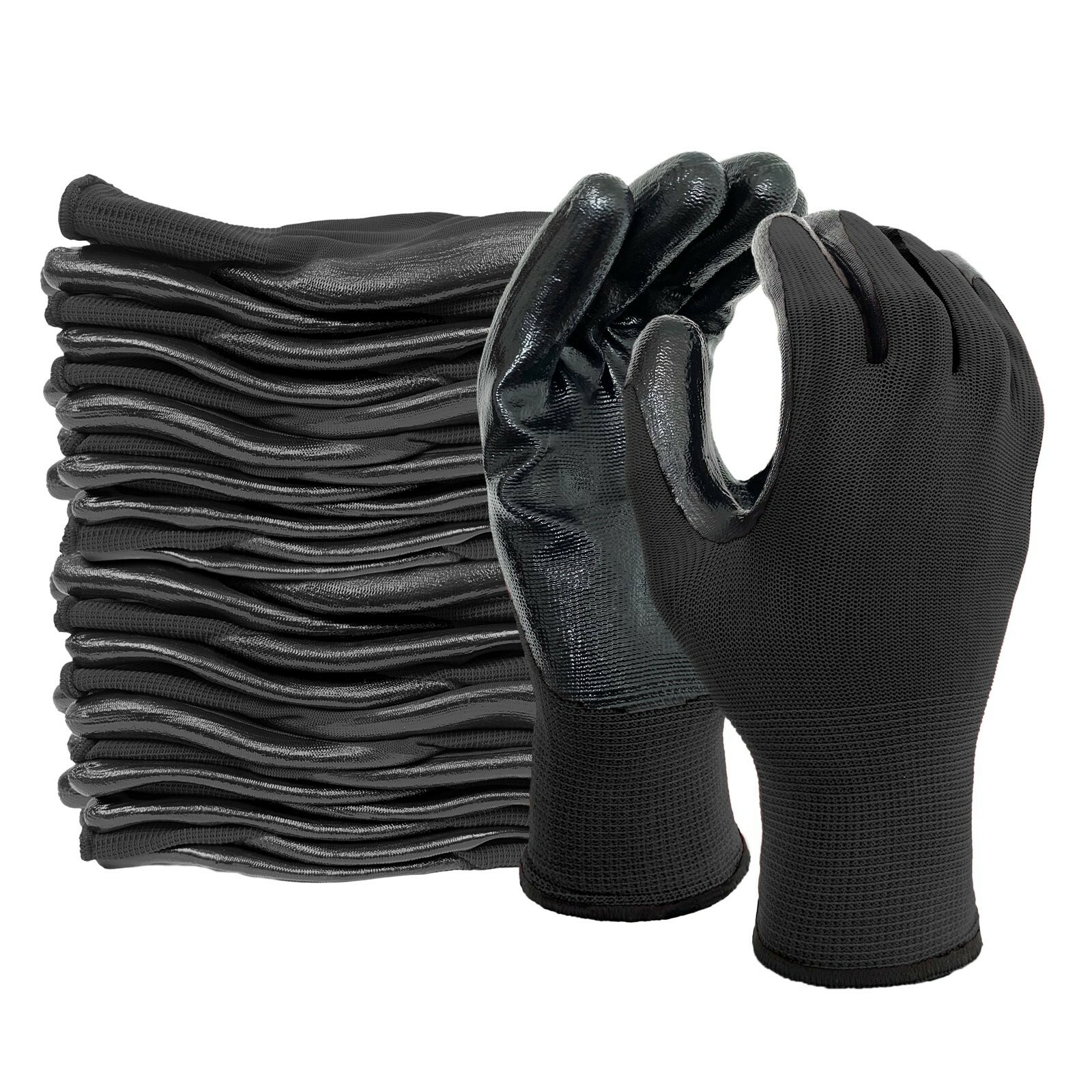 EvridWear 12 Pairs Lightweight Nitrile Coated Grip Work Gloves