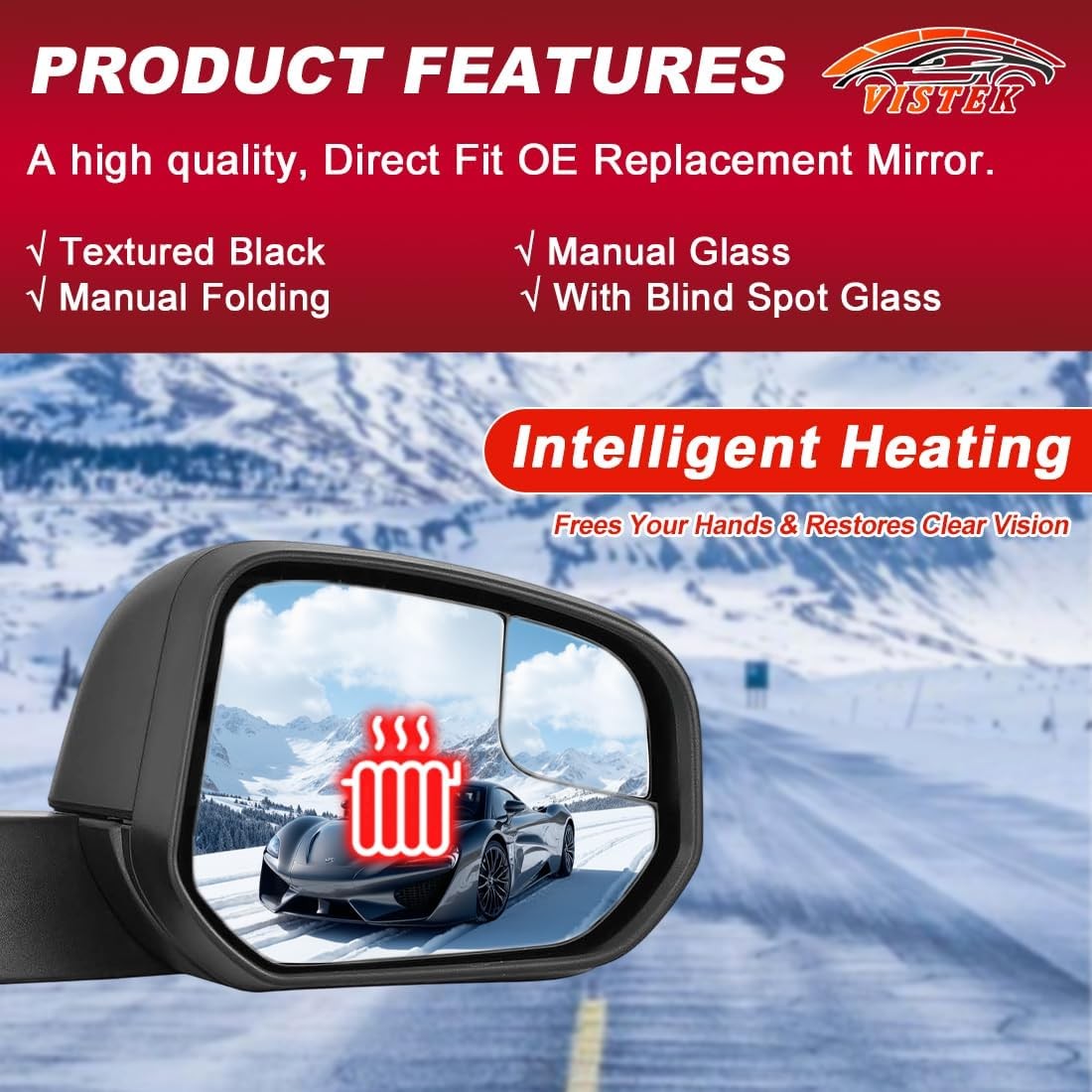 Passenger Right Side View Mirror FIT Ford Transit Connect 2014-2023 2024 – Power