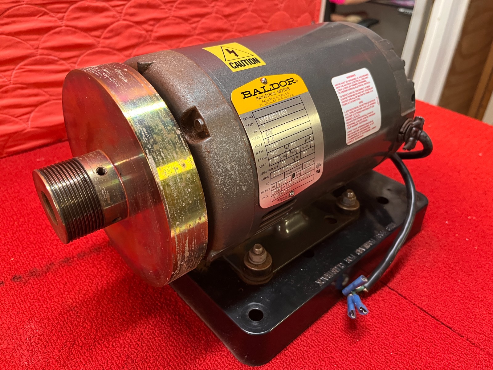Used Baldor-Reliance Industrial Motor 2 HP 1740RPM 200V 6.2A Good Condition