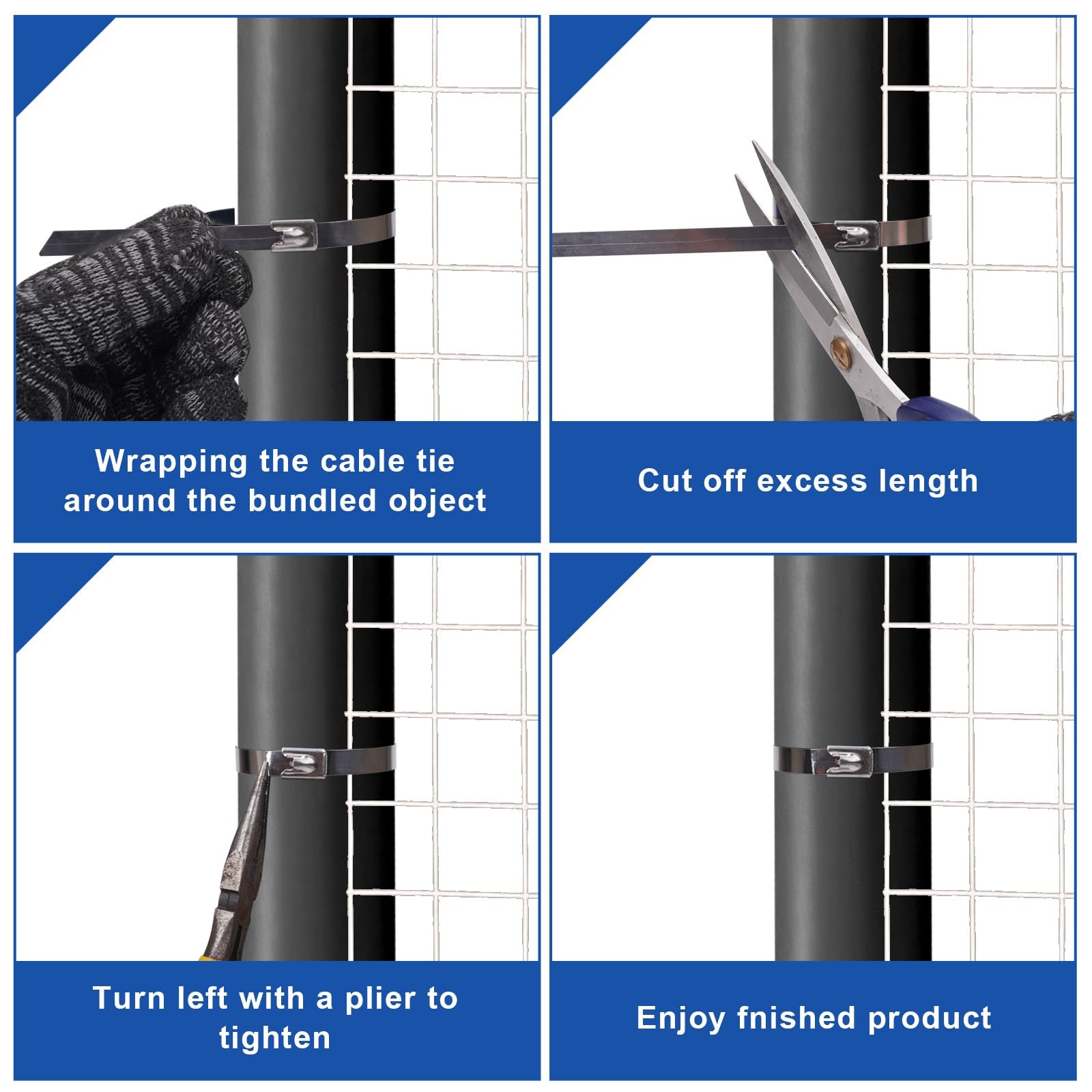Metal Zip Ties, 60 Inch Extra Long 390Lb Stainless Steel Cable Ties, Heavy Du…