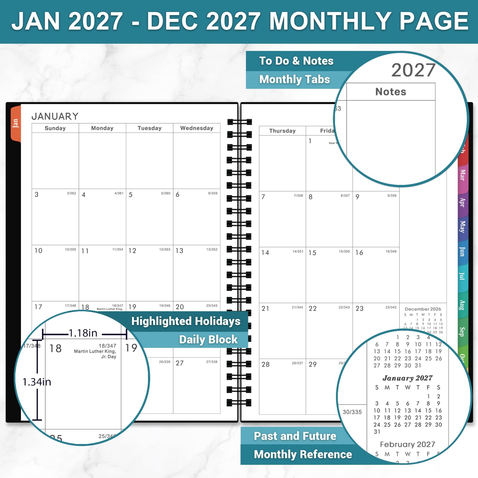 2027 Planner Weekly and Monthly Planner 2027, Jan. 2027 Dec. 2027