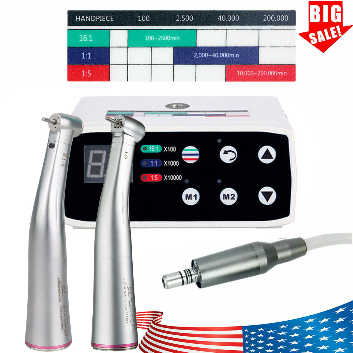 NSK Style Dental Brushless LED Electric Micro Motor 1:1/1:5 Increasing Handpiece