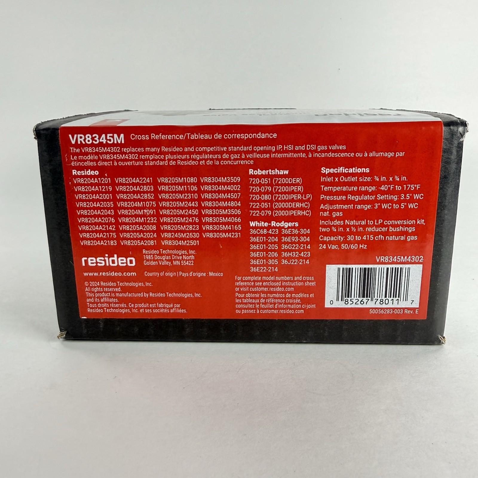 Honeywell/Resideo VR8345M Gas Valves Universal Ignition Valve VR8345M4302