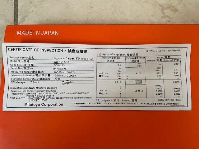 Mitu-toyo 500-193-30 300mm/12″ Absolute Digital Vernier Caliper SALE NOS