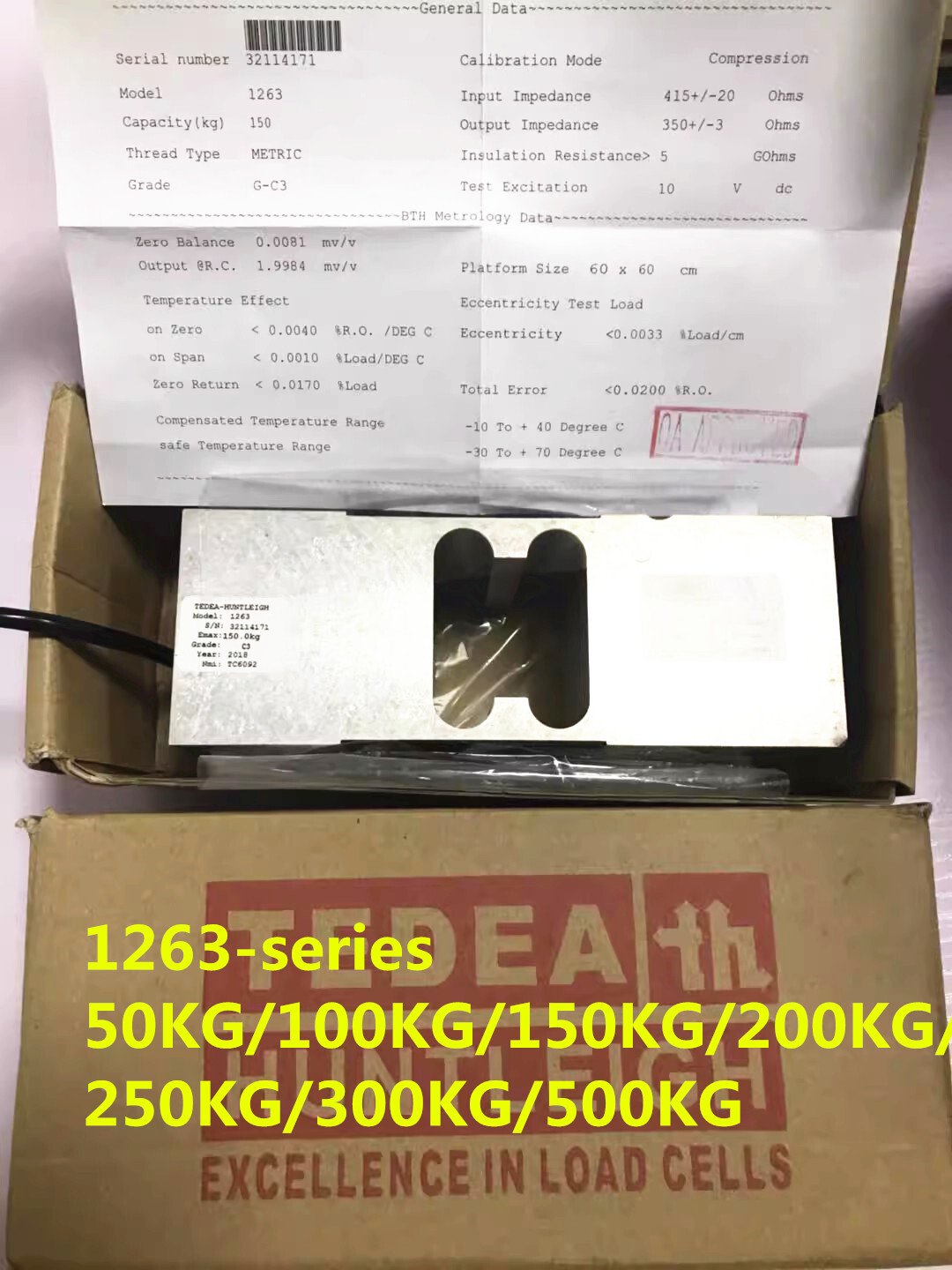 1pc Tedea-Huntleigh Single Point Load Cell 1263-50/100/150/200/250/300/500/635KG