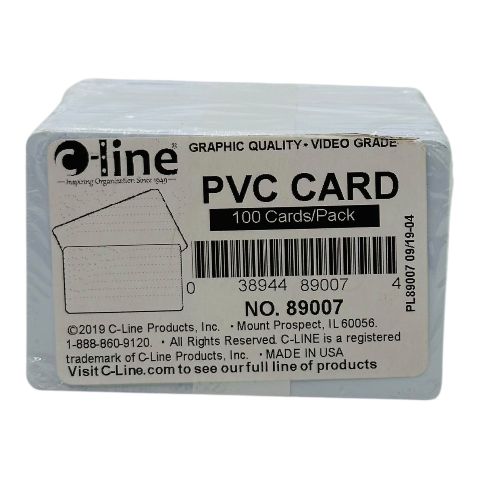 100 Count C-Line Graphics Quality Video Grade PVC Cards 2.13″ x 3.38″ White