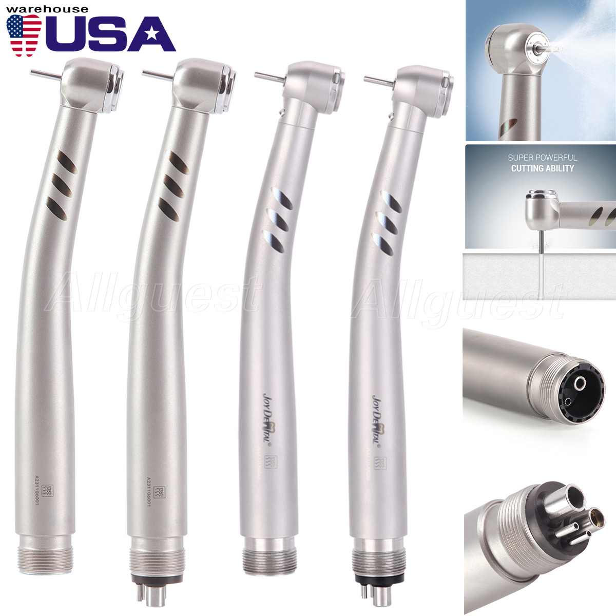 AZDENT Dental (LED) High Speed Handpiece Torque Head Ceramic Bearing 2/4Hole USA