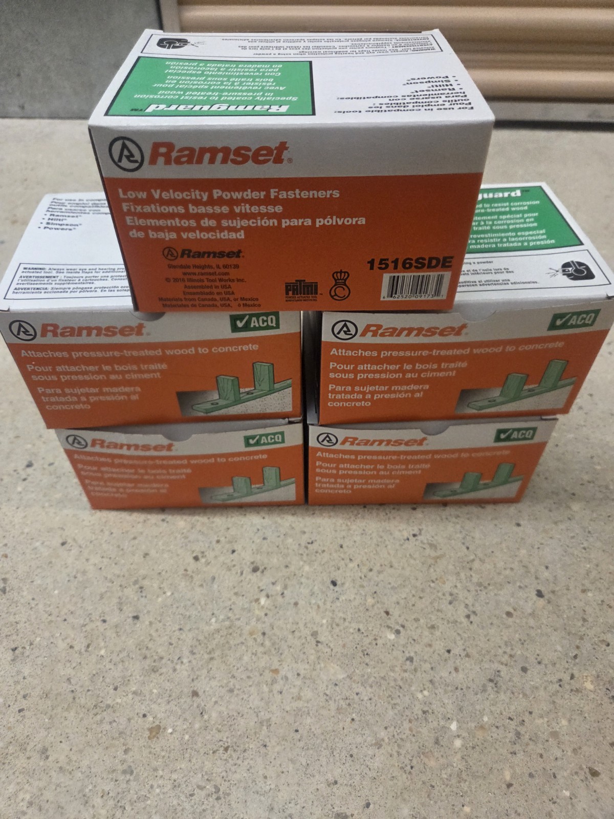 6 Boxes w/100 Per Box Ramset Ramguard 2-1/2″ Drive Pins with Washers 1516SDE