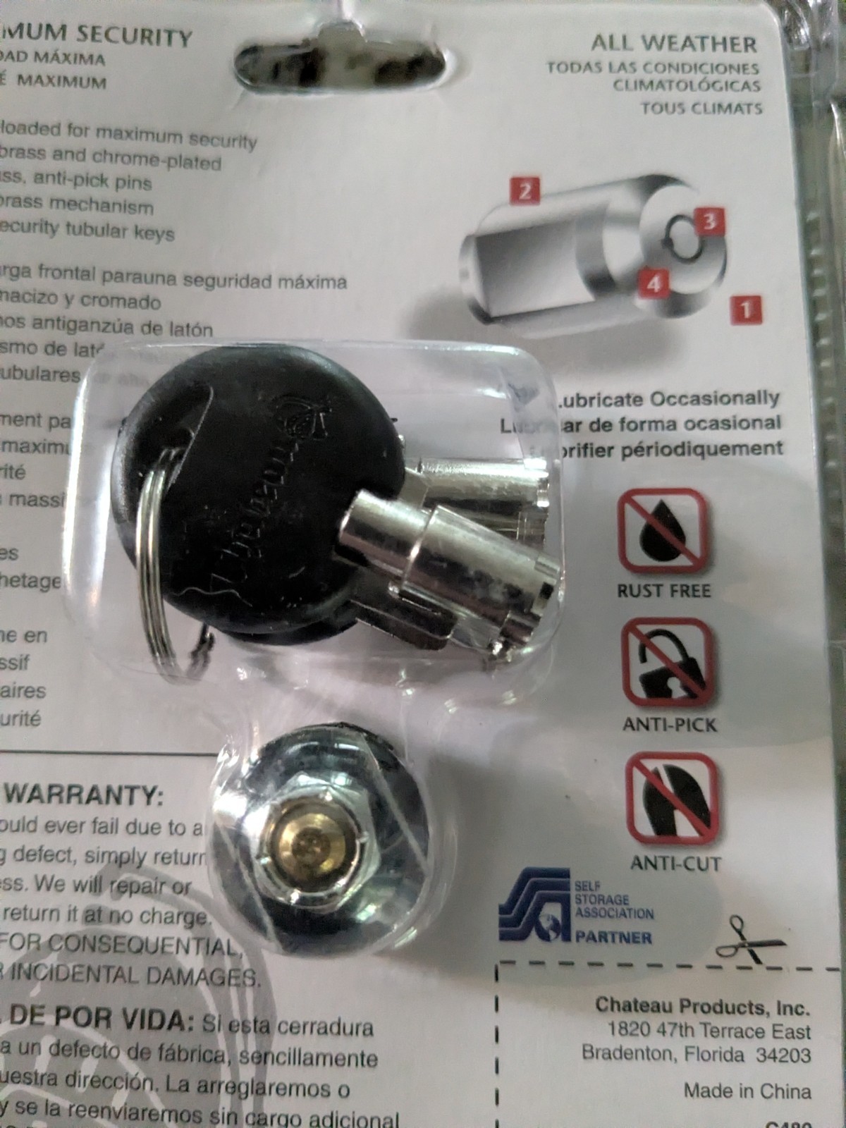 (8 ) Chateau C480 Rim Cylinder Lock Solid Brass Tubular Keyway Bezel Fit 3 Keys