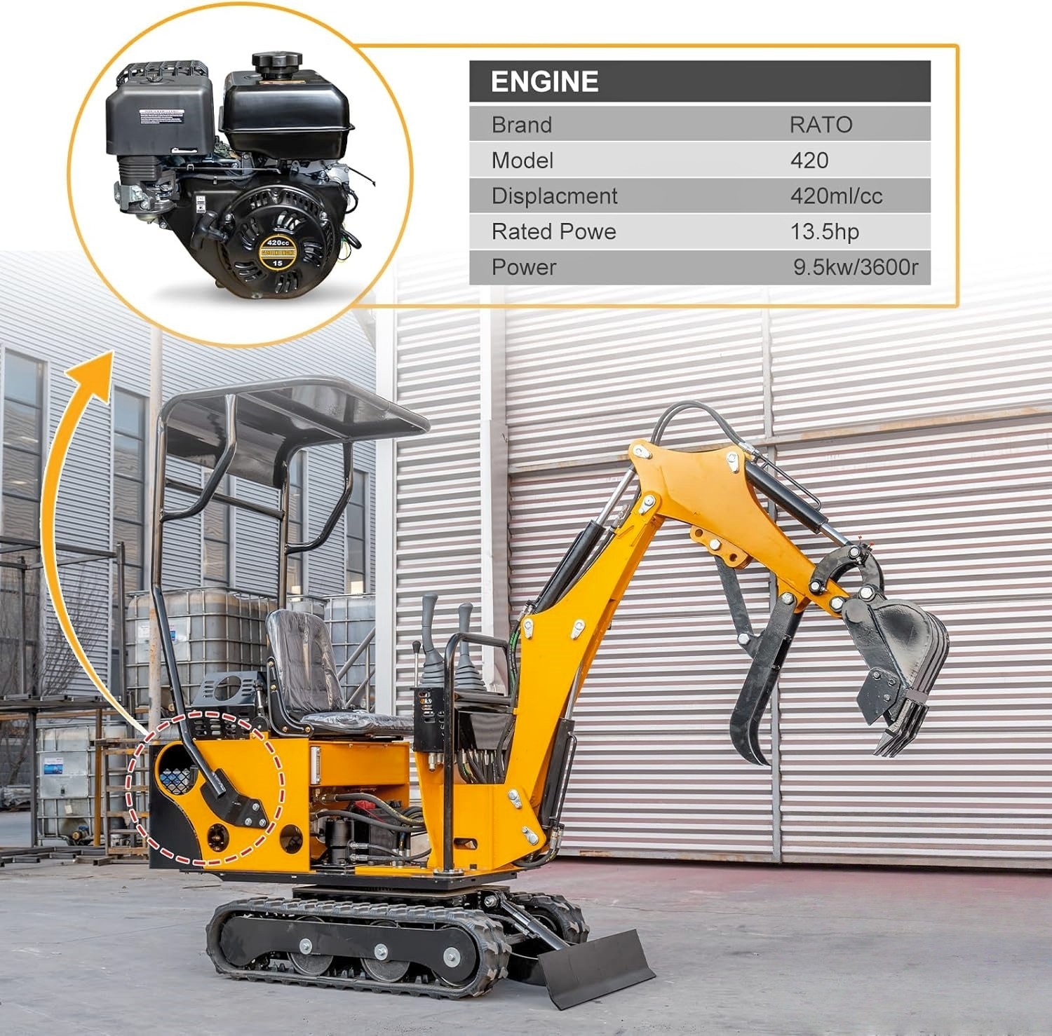 FREE SHIP&UNLOAD Mini Excavator 1Ton Excavator 13.5hp B&S Gas EPA Engine