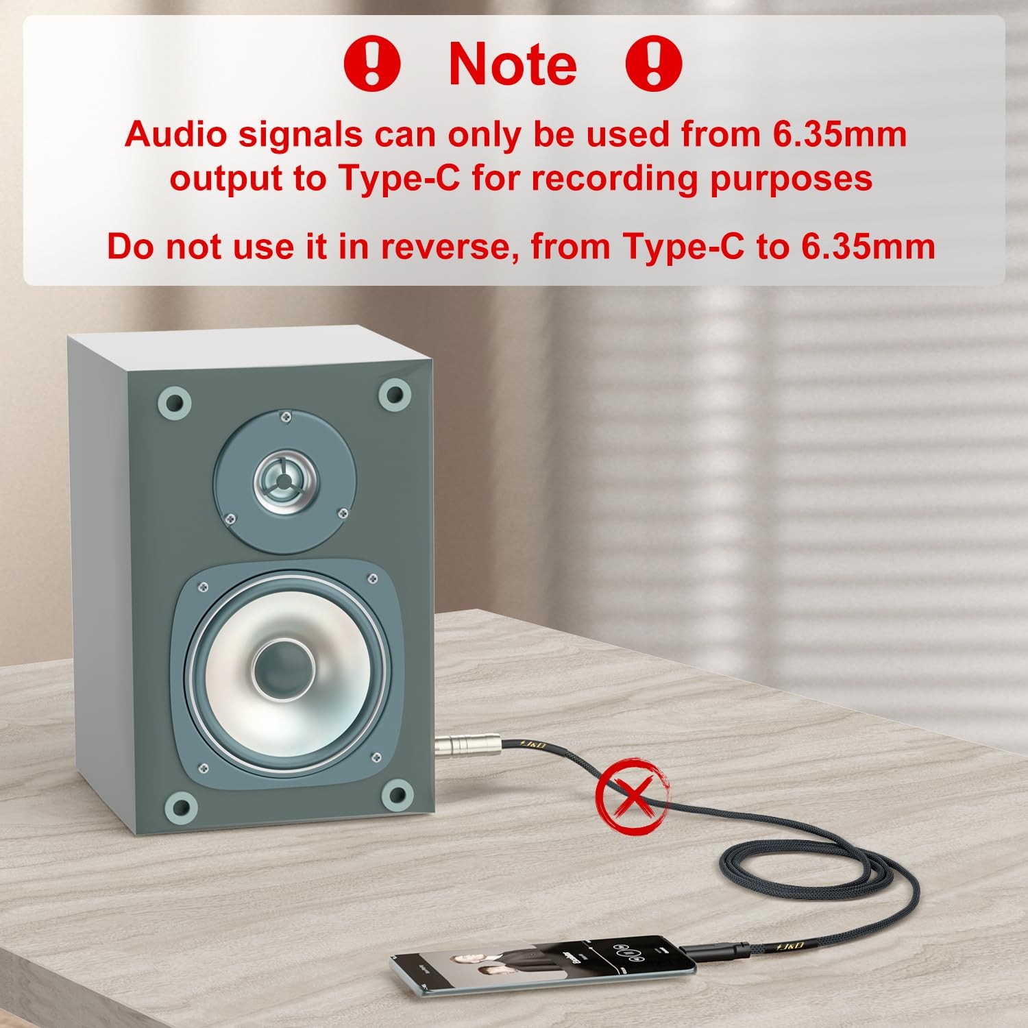 USB C to 6.35 mm 1/4 inch TS Guitar Audio Cable, Audio Recording, Bass, Elect…