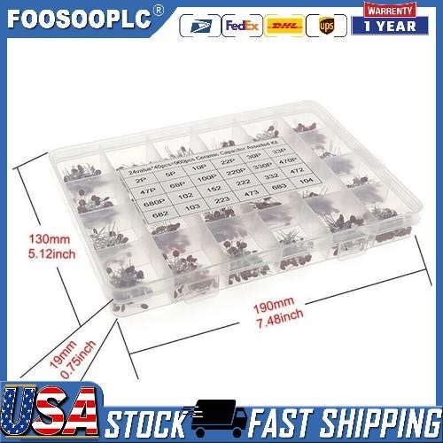 960Pcs/Lot X 2PF-0.1UF 50V 24Value*40Pcs Ceramic Capacitor Assortment Kit US