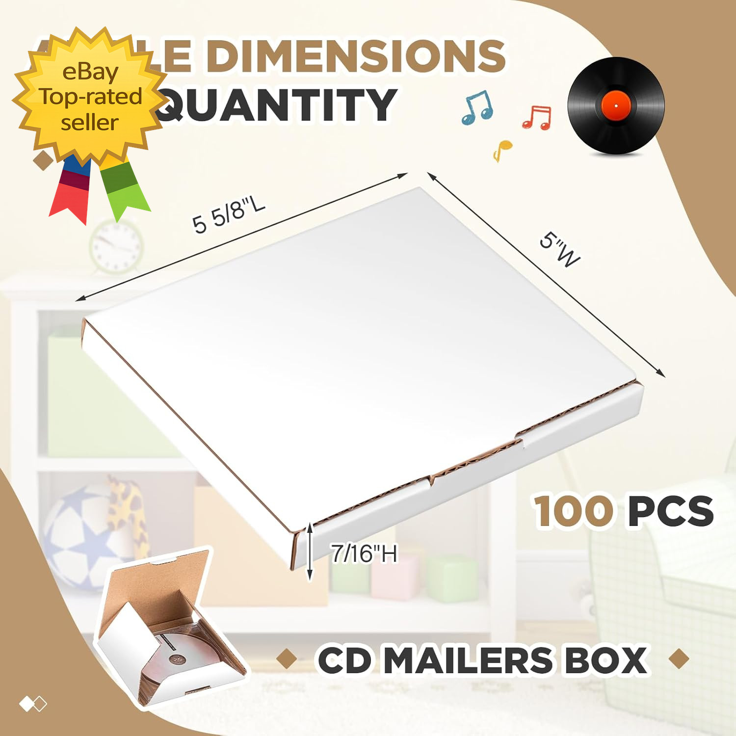 100 Pcs 5 5/8″L X 5″W X 7/16″H Cd Mailer Box Cd Shipping Boxes Corrugated Mailin