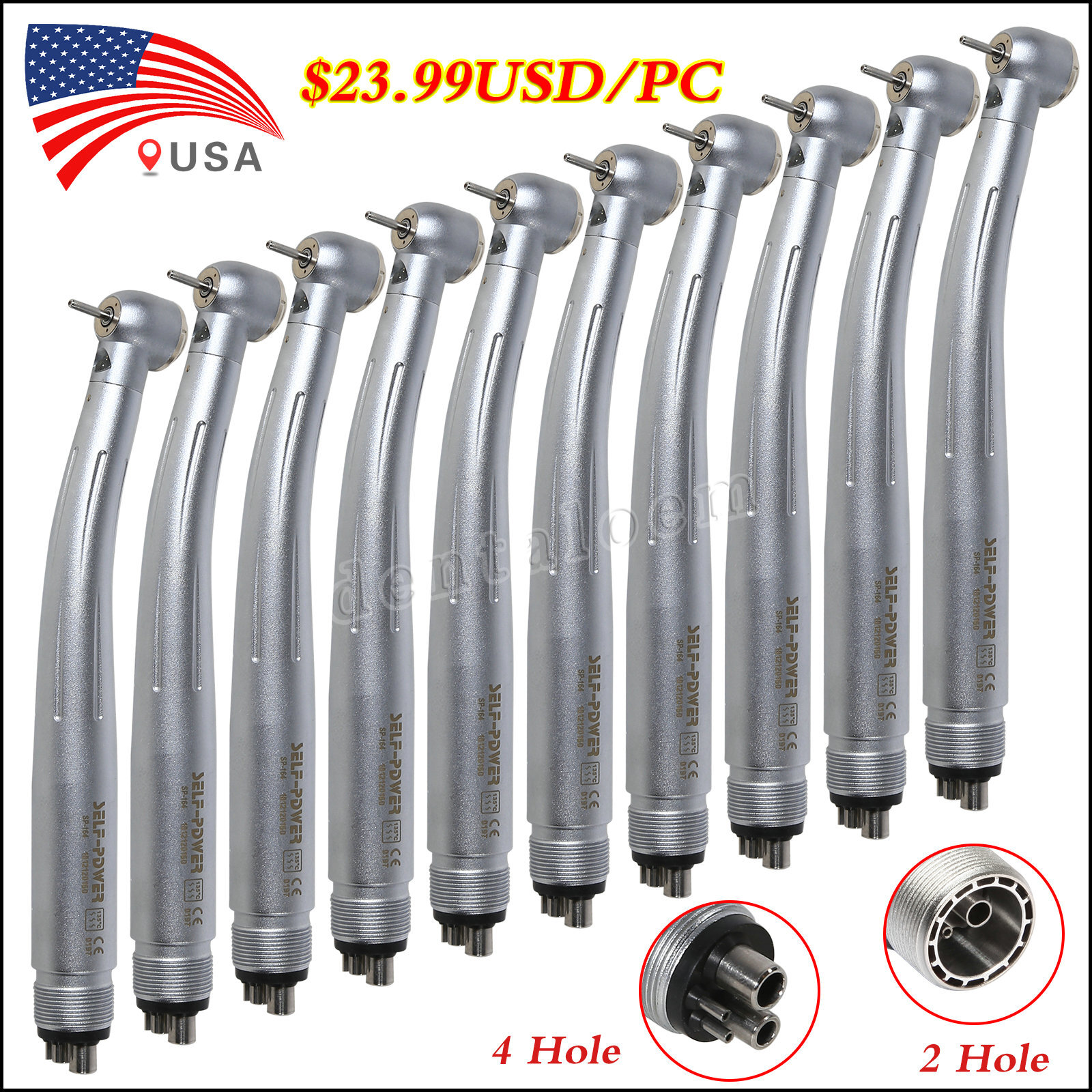 NSK Style High Speed Dental Fiber Optic E-generator LED Handpiece 2/4 H Turbine