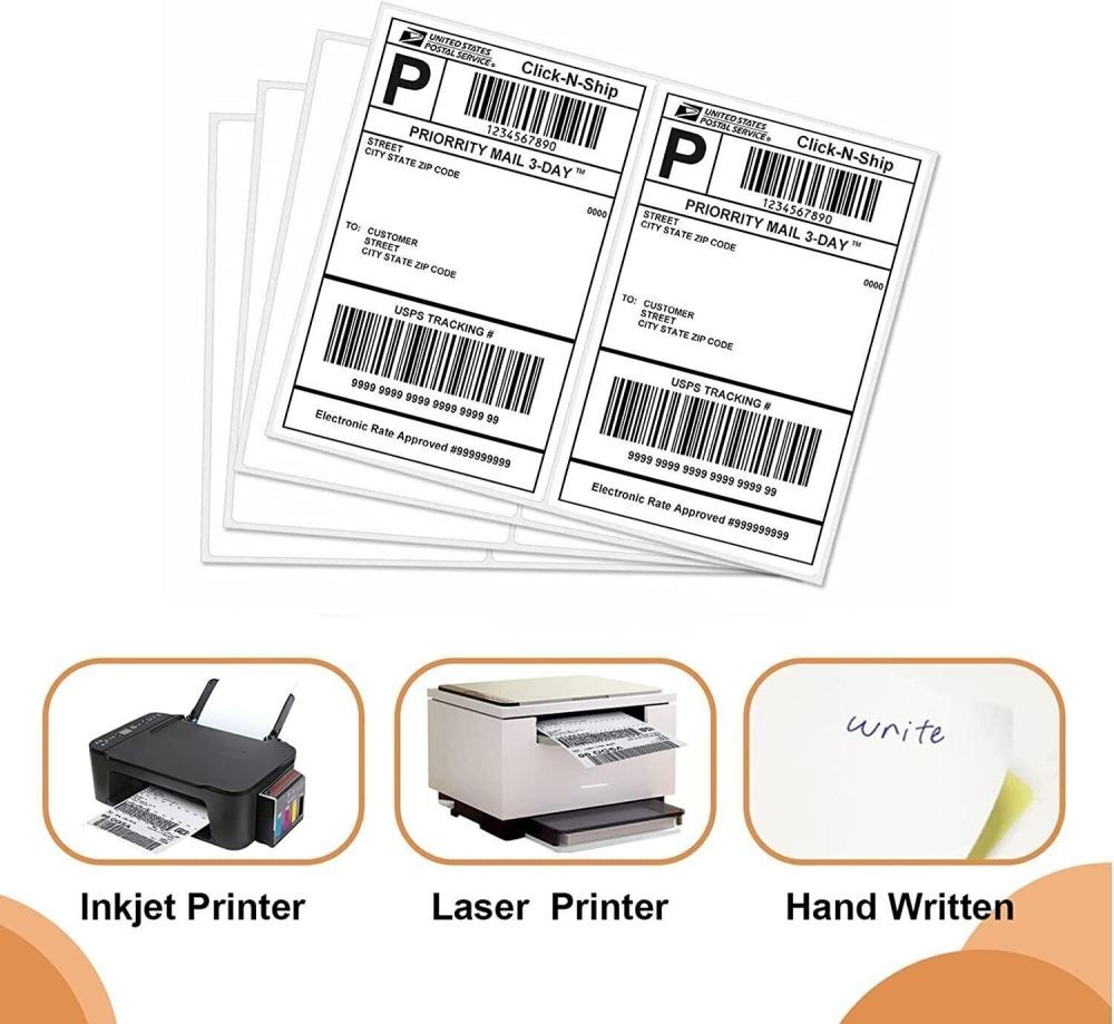 50-2000 Half Sheet Shipping Labels Page 8.5×5.5″ Self Adhesive Round 2 Per Sheet