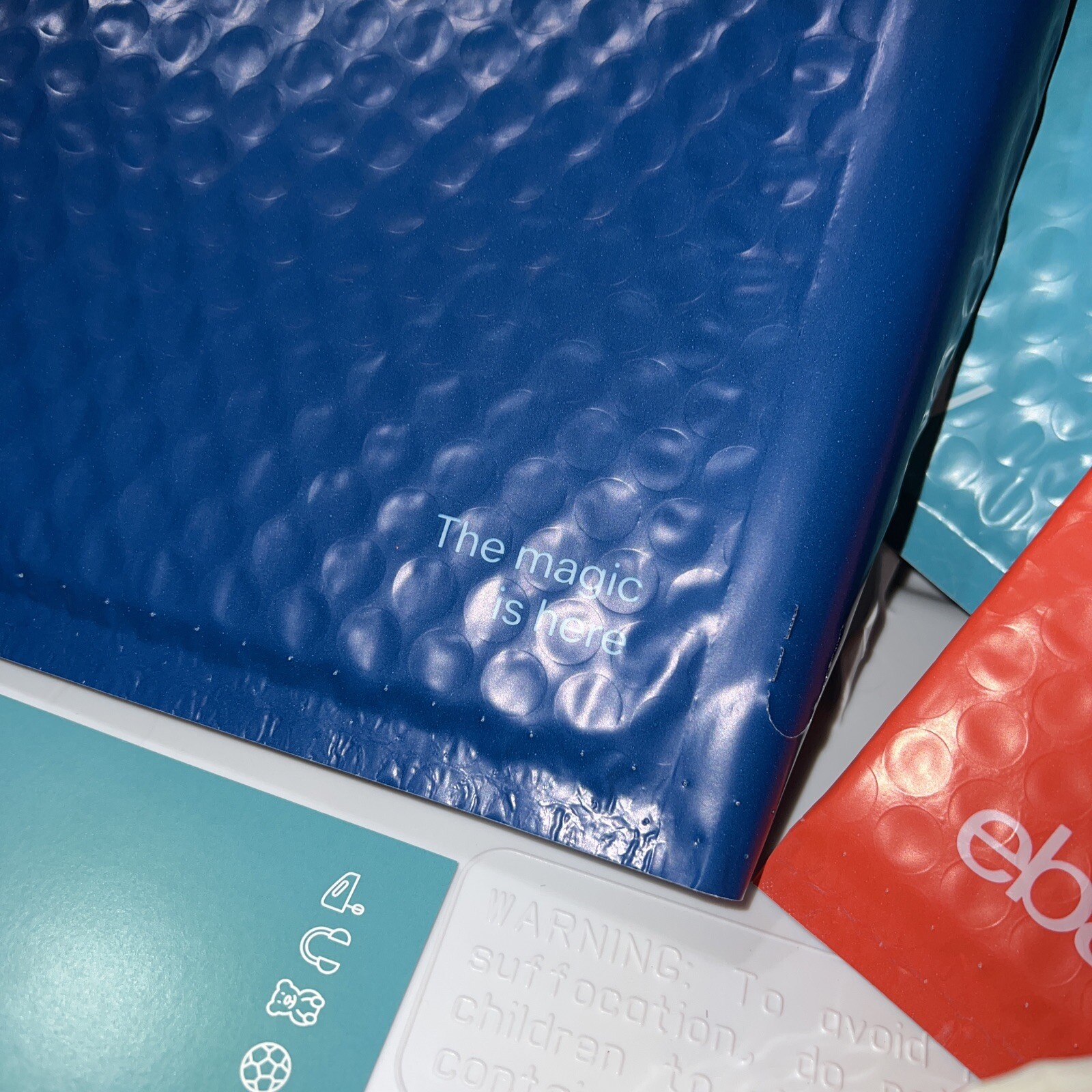 25 eBay Branded Shipping Supplies STARTER KIT Teal Tape Postcards FUN COLORS