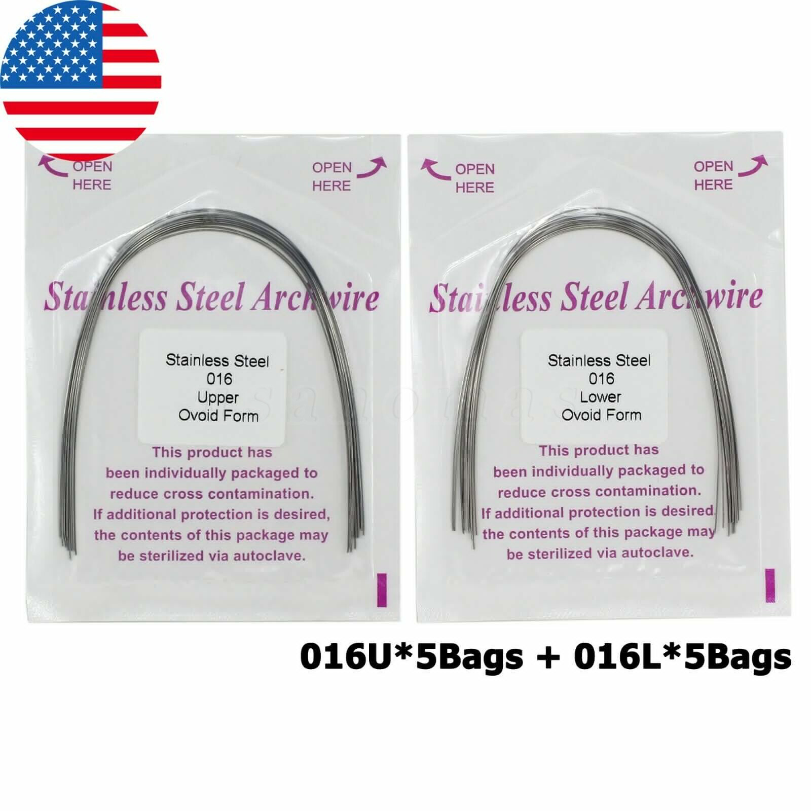 100PCS Dental Orthodontic Arch Wire Niti Stainless Steel Round Rectangular Ovoid