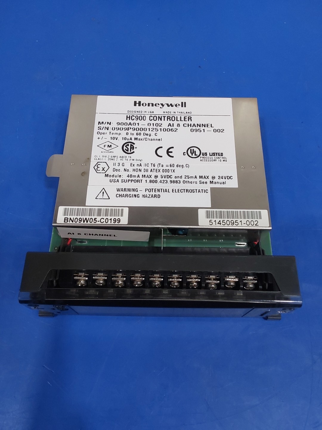 Honeywell HC900 Controller 900A01-0102 Analog INPUT Module 8 Channel