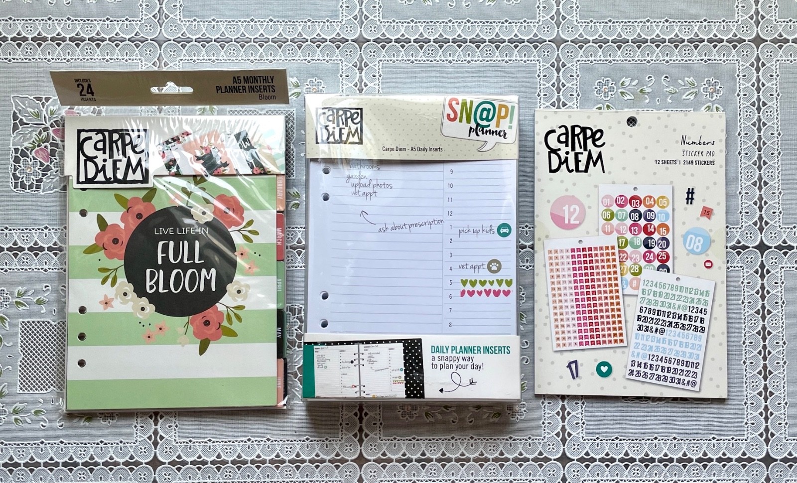 Carpe Diem Undated A5 Planner Inserts & Sticker Book Bundle – Bloom